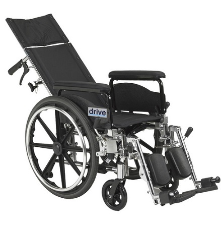 Drive Medical PLA420RBDFA Viper Plus GT Full Reclining Wheelchair with Detachable Full Arms, Black