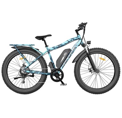 AOSTIRMOTOR S07-F Electric Bike 26*4.0\'\' Fat Tire 48V 13Ah Battery 750W Motor 7 Speed Shimano Gear - Ocean Blue Camo