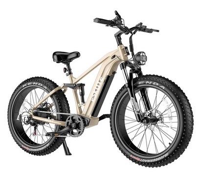 ESKUTE ES-26-RWXD Electric Bike, 750W Motor, 48V 20Ah Battery, 26 x 4.8\'\' Tires, 45km/h Max Speed, 110km Range, Full Suspension, SHIMANO 7 Speed, Hydraulic Disc Brakes - Beige