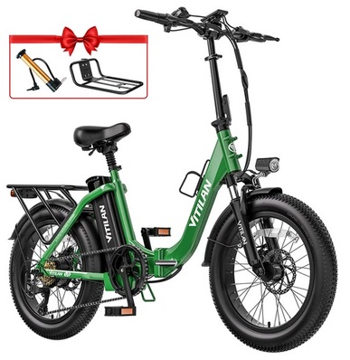 Vitilan U3 Electric Bike, 750W Motor, 48V 13AH Battery, 20*4.0-inch Tires, 45km/h Max Speed, 65km Max Range, Mechanical Disc Brake, Suspension Front Fork, Shimano 7 Speed, LCD Display - Green