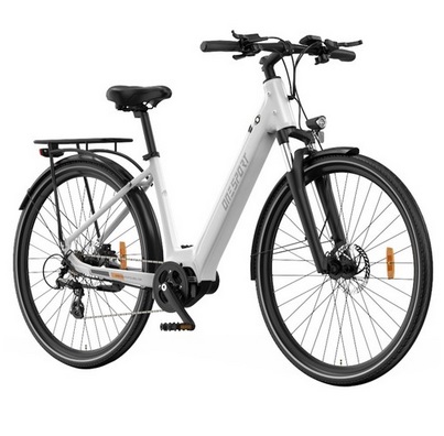 Onesport OT07 Electric Bike, 250W BAFANG Motor, 36V 10.4AH Battery, 27.5\' Tires, 25km/h Max Speed, 90km Range, Shock Absorbing Fork, Hydraulic Disc Brakes, SHIMANO 7-speed - White