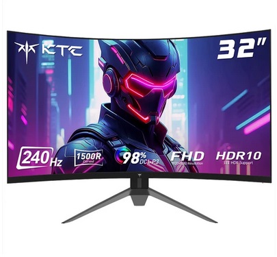 KTC H32S17F 32\'\' Curved Gaming Monitor, 1920*1080 HVA Panel, 240Hz Refresh Rate, 125% sRGB, 3500:1 Contrast Ratio, Adaptive Sync, HDR10, 3ms Response Time, 2*HDMI2.0 1*DP1.4 1*USB2.0 1*Audio, VESA Mount, Adjustable Tilt, Low Blue Light