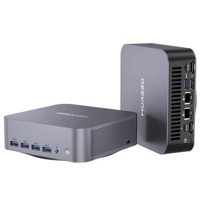 GEEKOM GT1 Mega AI Mini PC, Intel Core Ultra U9-185H 16 Cores Up to 5.1GHz, 32GB DDR5 RAM 2TB SSD, 2 *USB4.0 (8K)+2*HDMI 2.0 (4K) 4 Screens Display, WiFi7 Bluetooth5.4, 5*USB3.2 1*USB2.0 2*RJ45 1*SD Card 1*Headphone Jack, IceBlast 2.0 Cooling System