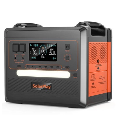 SolarPlay Q2402M Portable Power Station, 2304Wh 2500W LiFePO4 Battery, 1100W Input Power, 12 Output, Full Charge in 1.5H