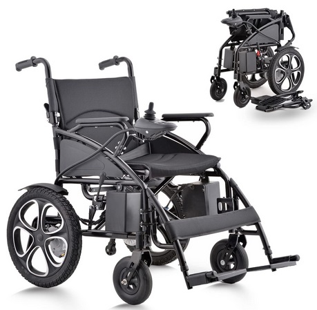 MaritSA M10 All Terrain Foldable Durable Electric Wheelchairs for Adults -2x250W Motor Power - 12 mi Cruise Range Supports up to 300 lbs. - Weight 70 lbs