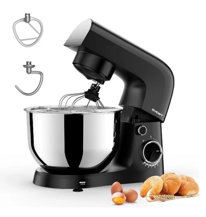 SVEWT 1500W Food Mixer, with 5.5QT Stainless Steel Bowl, Dough Hook, Beater and Whisk, 10 Speeds for Baking Mixing