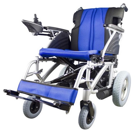 Mobiclinic Lyra Folding Electric Wheelchair, 20 km Range, Aluminium, 24V, Blue and Black