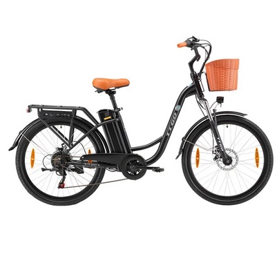 TTGO YY-26ST Electric Bike, 250W Motor, 36V 14.5AH Battery, 26*1.95-inch Tires, 25km/h Max Speed, 100km Max Range, Disc Brake, SHIMANO 6-speed, LED Display - Black