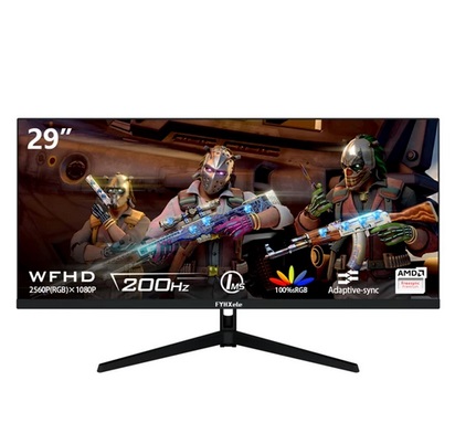 FYHXele FY29Q2H 29\'\' Monitor, 2560*1080 WFHD 21:9 IPS Screen, 200Hz Refresh Rate, 1ms Response Time, 100% sRGB, 1000:1 Contrast, FreeSync & G-Sync Compatible, HDR, Game Plus, 2*DP1.4, 2*HDMI 2.1, 1*Audio, Dual Speakers, Tilt Adjustment & VESA Mount