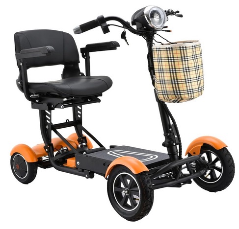 Dragon Mobile EX Compact Power Mobility Scooter - All Terrain 4 Wheel Collapsible Electric Powered Wheelchair for Travel, Adults & Elderly - Lightweight & Sturdy Aluminum Frame Material w/ Wide Seat & Front Basket