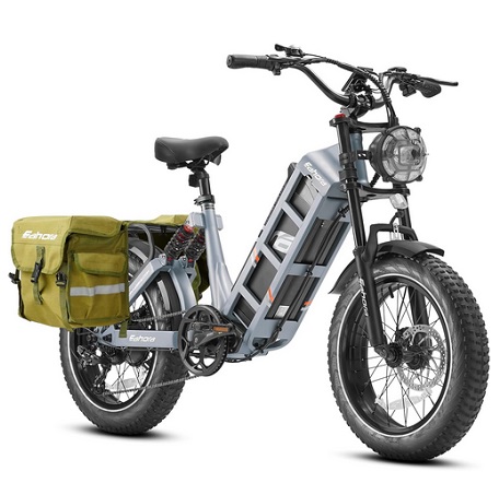 eAhora Juliet Electric Bike 48V 60Ah Battery Peak 1200W Up to 322KM Long Range Electric Bike 20 * 4.0 Fat Tire Electric Bike Full Suspension, 4-Piston Hydraulic Brake Adult Electric Bicycles