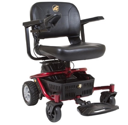 Golden Technologies New LiteRider Envy Power Wheelchair, Red, 17-Inch Seat