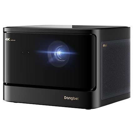 Dangbei DBOX02 4K Laser Projector GTV, 2450 ISO Lumens, Netflix Officially Licensed Home Theater Projector with WiFi and Bluetooth, HDR10+, 200-inch Picture, 2x12W DTS:X and Dolby Audio