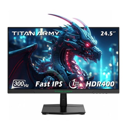 TITAN ARMY P2510HS Gaming Monitor, 24.5\'\' 1920*1080 CSOT Fast IPS Screen, 300Hz Refresh Rate, 1ms GTG Response Time, HDR400, 121% sRGB, Dynamic OD, Gaming Assist, 10 Scene Modes, PIP/PBP Display, Adjustable Tilt Stand, Wall Mounting