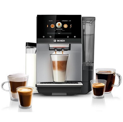 Bosch TQU60307 800 Series VeroCafe Fully Automatic Espresso Machine with Home Connect, 36 Coffee Varieties with Coffee World, Double Cup, Integrated Milk Container, in Silver