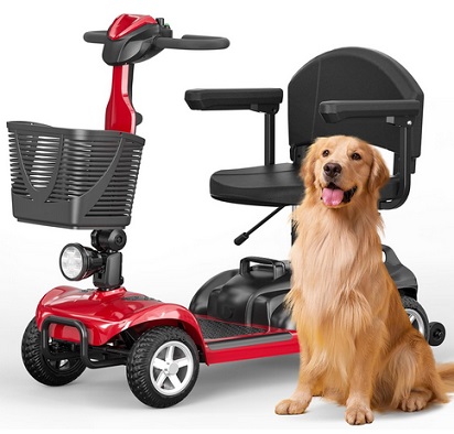 Spacewalk Mobility Scooter for Seniors, with Electromagnetic Braking System, Includes Lights and Basket, All-Terrain 4-Wheel, Easy-to-Use, Safe Weight Capacity 264 lbs, 12.5 Miles on a Full Charge