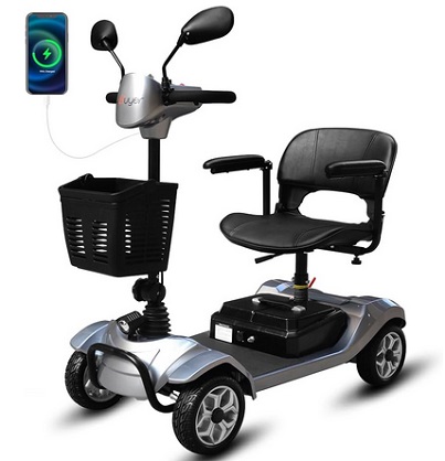 eLifecenter KR8601 4 Wheel Mobility Scooter for Adults - 12V 12AH Battery Powered 12.4 Miles Range-330 lbs Weight Capacity Support Safety for Seniors-Rearview Mirrors Included