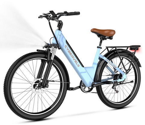 Cybervelo EK2 Commute Beach Snow Electric Bike 1000 Peak Electric Bike up 80 Miles Removable Battery Ebike, 26\