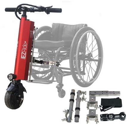 EZRIDE+ EZR-2 Lightweight Manual Wheelchair Power Attachment Electric Mobility Device Handcycle with Accessory Pack - Portable Battery Charger and Wheelchair Bag Included