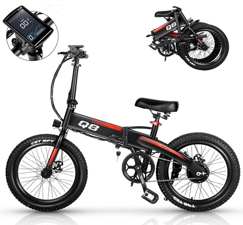 APYEAR Q8 Folding Electric Bike, Ebike,20in Tire, Electric Bicycle with Removable Battery, 20MPH Commuting Electric Bike, 350W High Brushless Gear Motor