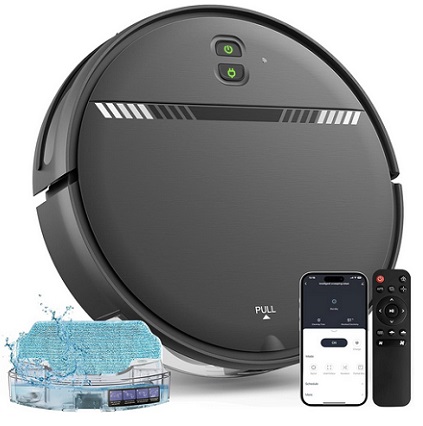 XIEBro BR151 Robot Vacuum and Mop Combo, WiFi/App/Voice, Robotic Vacuum Cleaner with Schedule, 2 in 1 Mopping Robot Vacuum with Water Tank and Dustbin, Self-Charging, Slim, Ideal for Hard Floor, Pet Hair, Carpet