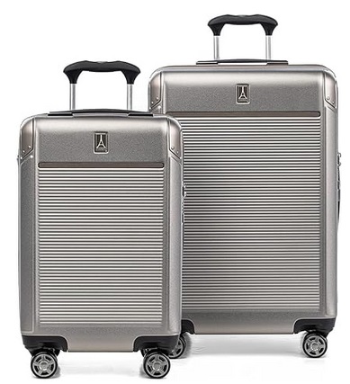 Travelpro Platinum Elite Hardside Expandable Spinner Wheel Luggage TSA Lock Hard Shell Polycarbonate Suitcase, Metallic Sand, 2-Piece Set (21/25)