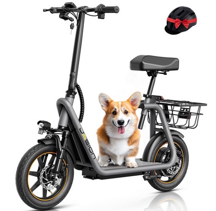 Jasion JS3 PRO Electric Scooter with Seat, 850W Peak Motor Electric Scooter Adults, 25Miles Ranges Sports Scooter for Adults, 25MPH Max Speed, Foldable E-Scooter for Pets, Disc Brakes