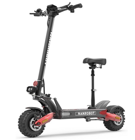 NANROBOT LS7+ Electric Scooters for Adults Fast 75mph Off Road EScooter Folding Waterproof 6000W Dual Motor EScooter with Suspension Kick Escooters 300lbs Load 43-80 Miles Dual Hydraulic Brake(Nutt)