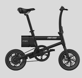 CMSBIKE mini 36V 250W 6AH 12inch Smart Folding Electric Bike 25km/h Max Speed Electric Bicycle With LED Power Display - Black
