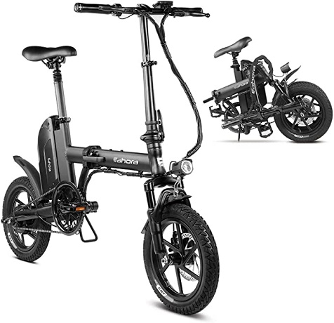 Eahora X3 14 Inch Folding Electric Bike Mini Electric Bicycle 36V 10.4Ah Removable Lithium-Ion Battery 350W Motor Portable Commuting Ebike