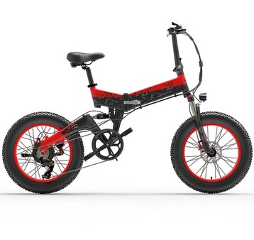 BEZIOR XF200 Folding Electric Bike 48V 15Ah Battery 1000W Motor 20x4.0 inch Fat Tire Aluminum Alloy Frame Shimano 7-speed Shift Max Speed 40km/h 130KM Power-assisted mileage Range LCD Display IP54 Waterproof - Black Red