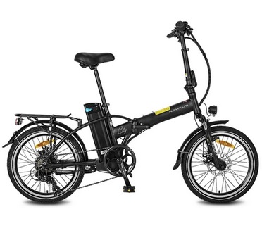 NAKXUS 20F057 20*1.95 Inch Folding Electric Bike 250W Motor 25km/h Shimano 7-Speed Gears 36V 10Ah Battery 50-55km Max range LED Headlamp Disc brake IP54 Waterproof - Black