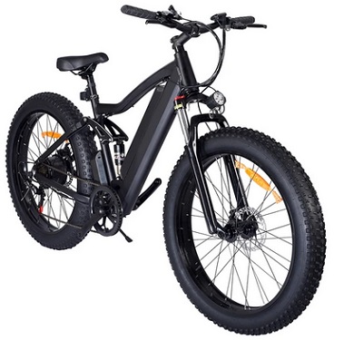 AOVO ONES1 Electric Bike 48V 500W Motor 10Ah Battery Shimano 7 Speed Gear Mechanical Disc Brake 25km/h Max Speed - Black