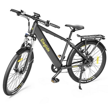 ELEGLIDE T1 Electric Trekking Bike MTB E-Bike 27.5 Inch CST Tires 36V 12.5AH Battery 250W Motor Shimano 7 Gears Max Speed 25Km/h Max Range 100KM Max Load 120KG IPX4 Waterproof Dual Disk Brake - Black