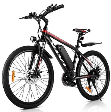 VIVI H6 350W 10.4Ah 36V Electric Bicycle 26inch 50km Mileage Range 120kg Max Load Electric Bike - Black & Blue