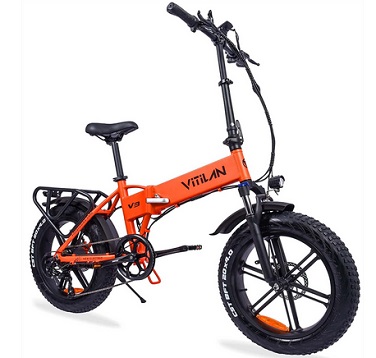 VITILAN V3 Electric Bike for Adults 750W Folding Electric Bike 20 inch4.0 Fat Tire Bikes Mountain Beach Snow Bike, 32MPH Maximum Speed, 48V/13.4AH Removable Battery Electric Bike with Shimano 7-Speed