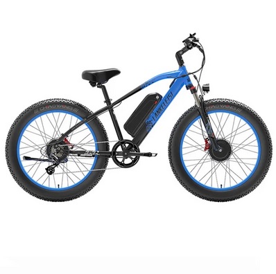 LANKELEISI MG740 PLUS Electric Bike 26*4.0\'\' Tires 1000W*2 Dual Motor 17.5Ah Battery 49km/h Max Speed - Black & Blue