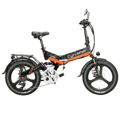 Cyrusher XF590 Folding Electric Bike 500W 48V 10 Ah Battery 7 Speed City E-bike - Orange