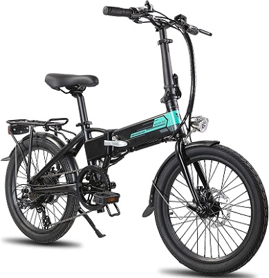 Hiland ROCKSHARK 20 inch Folding Electric Bike for Adults Teens with 250W Motor 20Max MPH, 36V 7.8AH Removable Battery&Shimano 7-Speed Electric Bicycles,Blue/Black Urban Ebike for Men Women