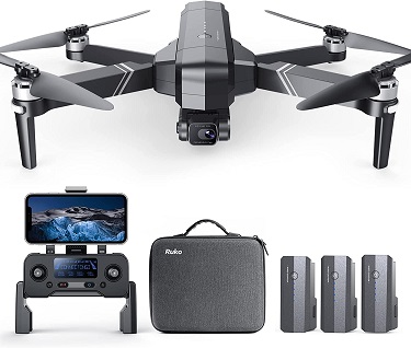 Ruko F11GIM2 Drone with 4K UHD Camera for Adults, 3-Axis Gimbal (2-Axis + EIS Anti-shake) 84 Min Flight Time, 9800ft Video Transmission, 5GHz FPV Quadcopter with 3 Batteries, GPS Auto Return Home