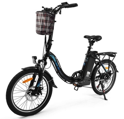 KAISDA K7 Women Electric City Bike 20 Inch Foldable Pedal Assisted Electric Cruiser Bike Bicycle E Bike with 36V 12.5AH Removable Battery