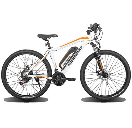 Hiland Rockshark Electric Bike Electric Mountain Bike Aluminum 26 inch 350W 21MPH Adults E-Bike Shimano 21 Speed Disc Brake Suspension Fork with 36V 10.4Ah Removable Battery 27.5\