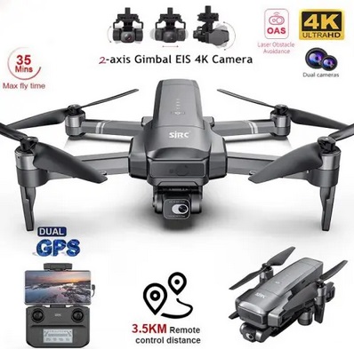 SJRC F22S 4K PRO GPS Drone With HD EIS Camera 2-Axis Gimbal Laser Obstacle Avoidance 3.5KM Distance Flight Brushless Foldable RC Quadcopter Toys - with 2 Batteries