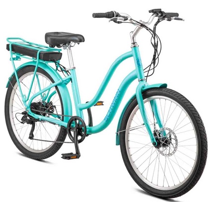 Schwinn Mendocino Mens and Womens Hybrid Electric Beach Cruiser Bike 250W, Lightweight Aluminum eBike Frame, 26-Inch Wheels, Pedal Assist, 6 Speed Drivetrain