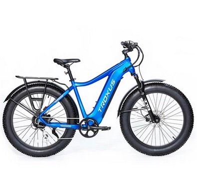 Troxus Explorer Step Over Electric Bike 26*4.0 Inch Fat Tire 750W Bafang Motor 45Km/h Speed 48V 20Ah Samsung Battery Shimano 8 Speed 125kg Load - Blue