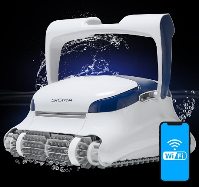 Dolphin Sigma Robotic Pool Cleaner with Bluetooth and Massive Top-Load Cartridge Filters, Ideal for Pools up to 50 Feet.