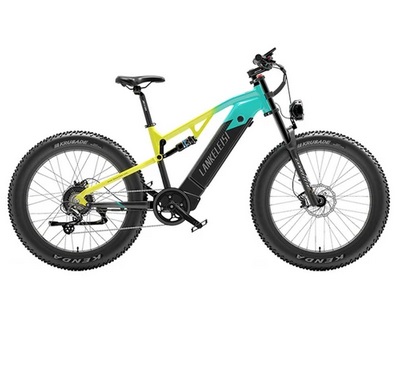 LANKELEISI RV800 PLUS Electric Bike 26*4.0\'\' Wheel 48V 750W Bafang Motor 52km/h Max Speed 20Ah Samsung Battery 120-150km Range - Yellow-Green