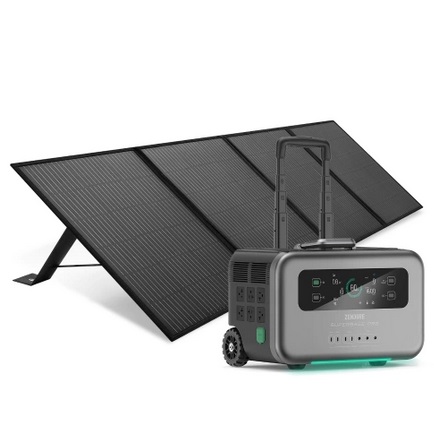Zendure SBP1500 Portable Power Station 2000W/1440Wh Safe LiFePO4 Solar Generator Power with 200W Solar Panel Pure Sine Wave Battery Power Station for Home Outdoor Camping Emergency Battery Backup