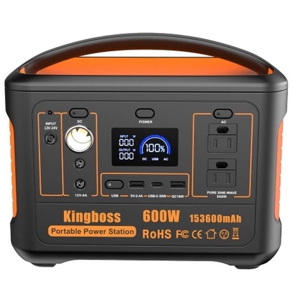 Kingboss 600W Portable Powers Station 153600mAh Large Capacity Portable Source with AC/D C/Car/USB Outlets & Digital Display for Outdoor Camping Travel Emergency