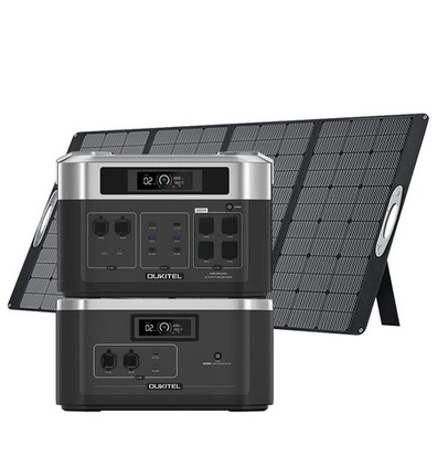 OUKITEL BP2000 Portable Power Station + OUKITEL B2000 Battery Pack + OUKITEL PV400 Solar Panel, 2048Wh/640000mAh LiFePO4 Battery Solar Generator, 2200W AC Output, 2000W UPS, 1800W AC Charging, Expand Up to 7 Battery Packs, 15 Outputs